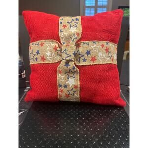 Vintage Burlap Patriotic Pillow